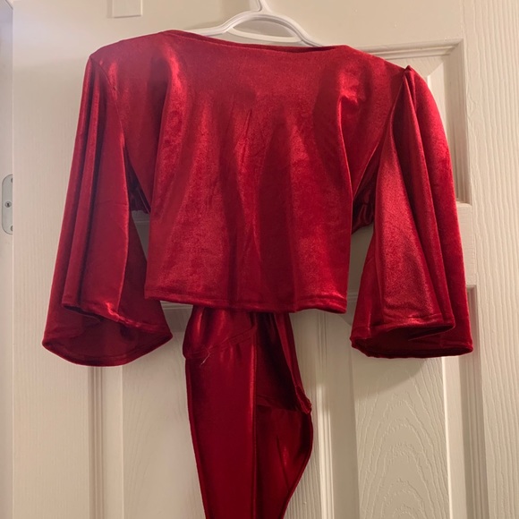 Bonsai Kitten red velvet wrap top - Picture 3 of 5